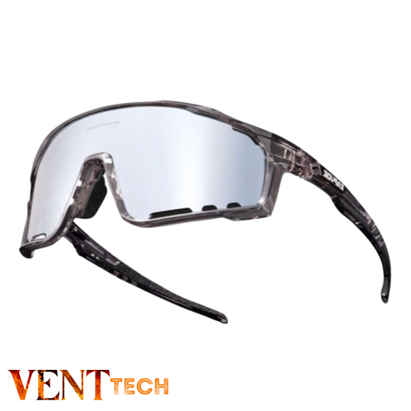 Silver lens sport sunglasses