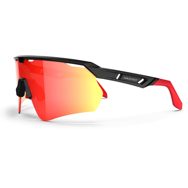 Wide lens red sunglasses for sports / Best mens active sunglasses