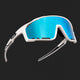 New polarized sunglasses with a blue lens. Light weight and impact resistant. 