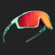 Polarized sport sunglasses with bright colored frame and orange lens. 